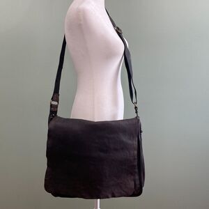 Campomaggi Teodorano Leather Messenger Bag Fold Over Pockets Made in Italy Brown